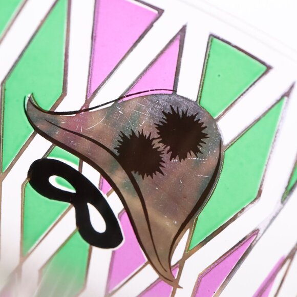 Set of 2 Culver Harlequin Mardi Gras Lowball Rocks Bar Glasses Vtg MCM - Picture 8 of 11